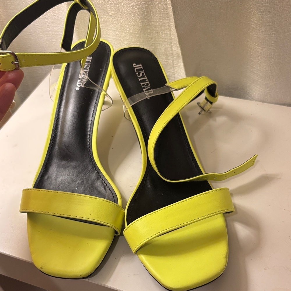 JustFab Vibrant Yellow Strappy Heels
